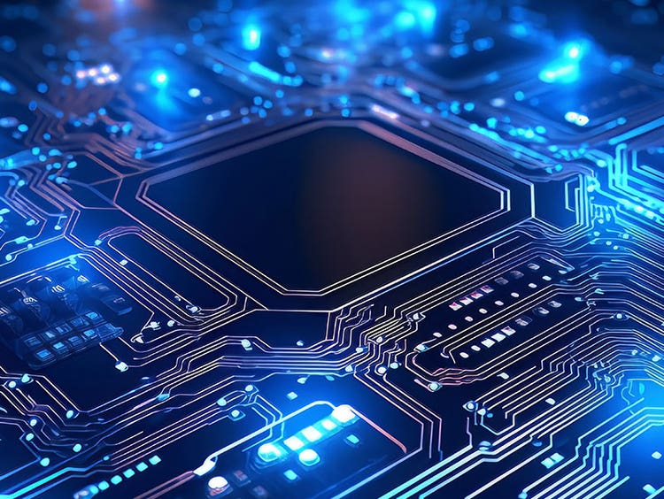 glowing lights of a circuit board, image links to F&M Savings Bank case study