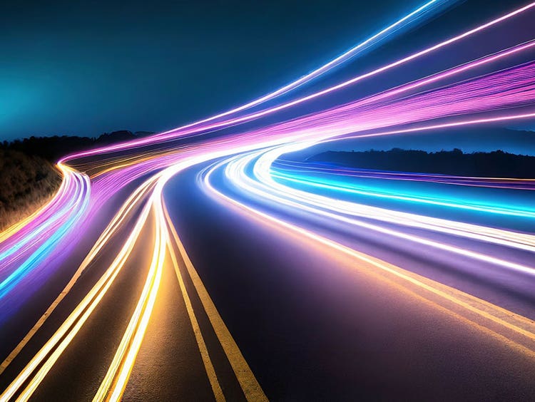 Blurred traffic lines, colorful lines of various colors